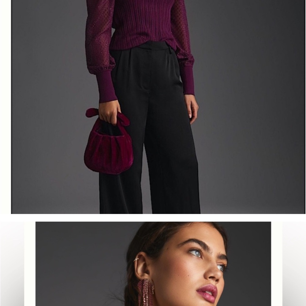 Anthropologie Purple Puff Sleeve Blouse with Ribbed Texture - Picture 5 of 6